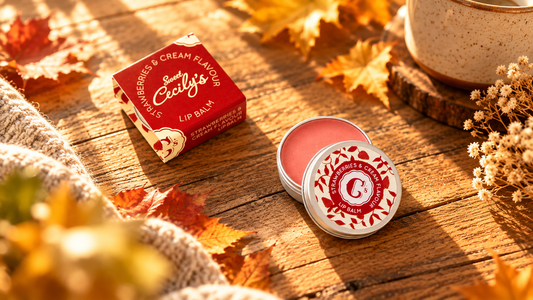 Strawberries and Cream Lip Balm Handmade in Whitby for Autumn