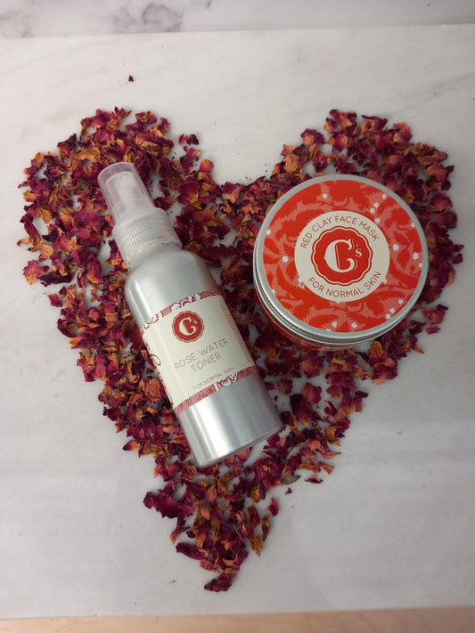 Valentine's Duo- Rose Water Toner + Red Clay Face Mask