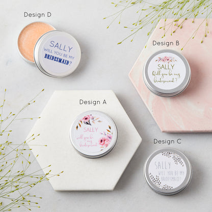 Personalised Will You Be My Bridesmaid Lip Balm Gift